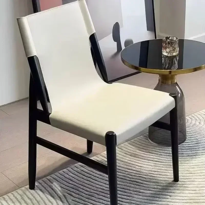 Modern Saddle Leather Dining Chair Simple Luxury for Home Use, High-Back Design for Upscale Hotels and Meeting Spaces furniture