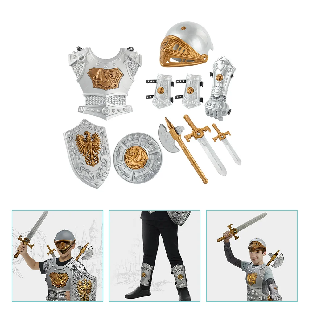 

Knight Costume for Kids Boys Girls Medieval Armor Toys Halloween Cosplay Party Role Play Dress Plastic Material Gifts Birthday