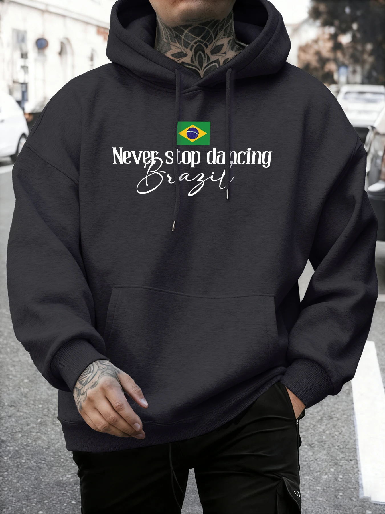 

Никогда не остановить танцую, бразильская толстовка с принтом для мужчин, флисовая свободная одежда, осенний пуловер с круглым вырезом, универсальный унисекс, повседневный, с длинным рукавом