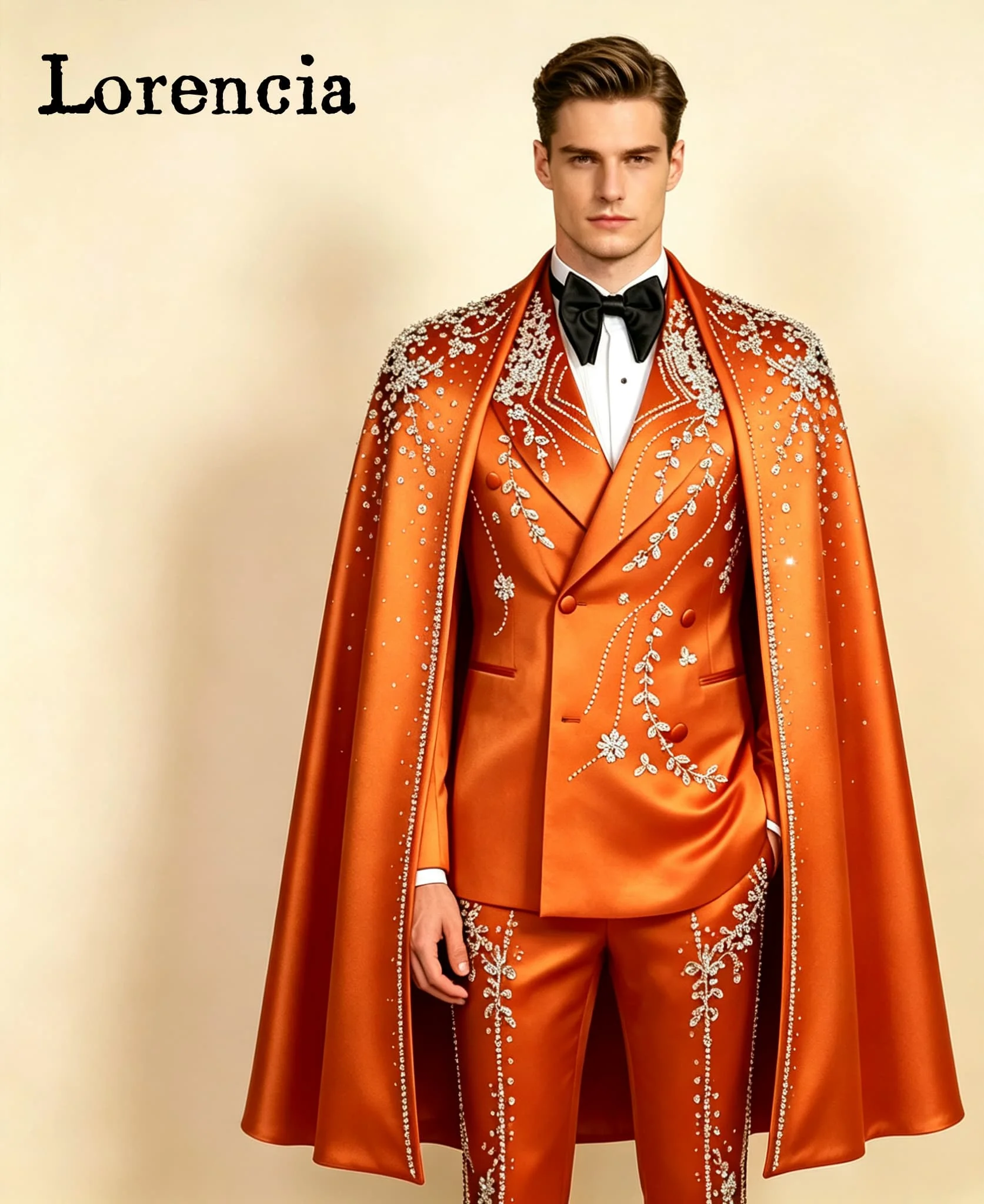 Rhinestone Men Suits 2 Pieces Double Breasted Male Blazers With Cape Crystal Beaded Wedding Groom Tuxedos Customized Ropa Hombre