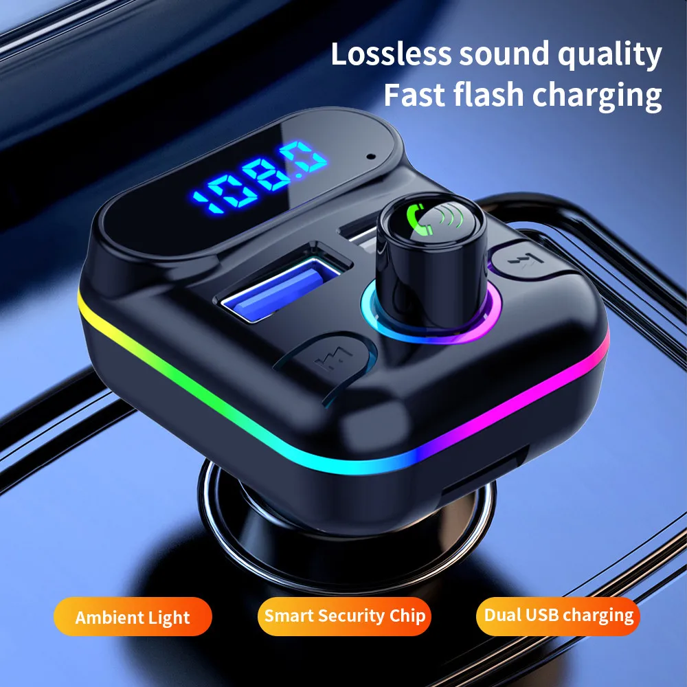 Car Bluetooth V5.0 USB 4.2A Fast Car Charger Mp3 Transmitter Player U Disk Fm Call Bluetoot Support Hands-free Transmitters