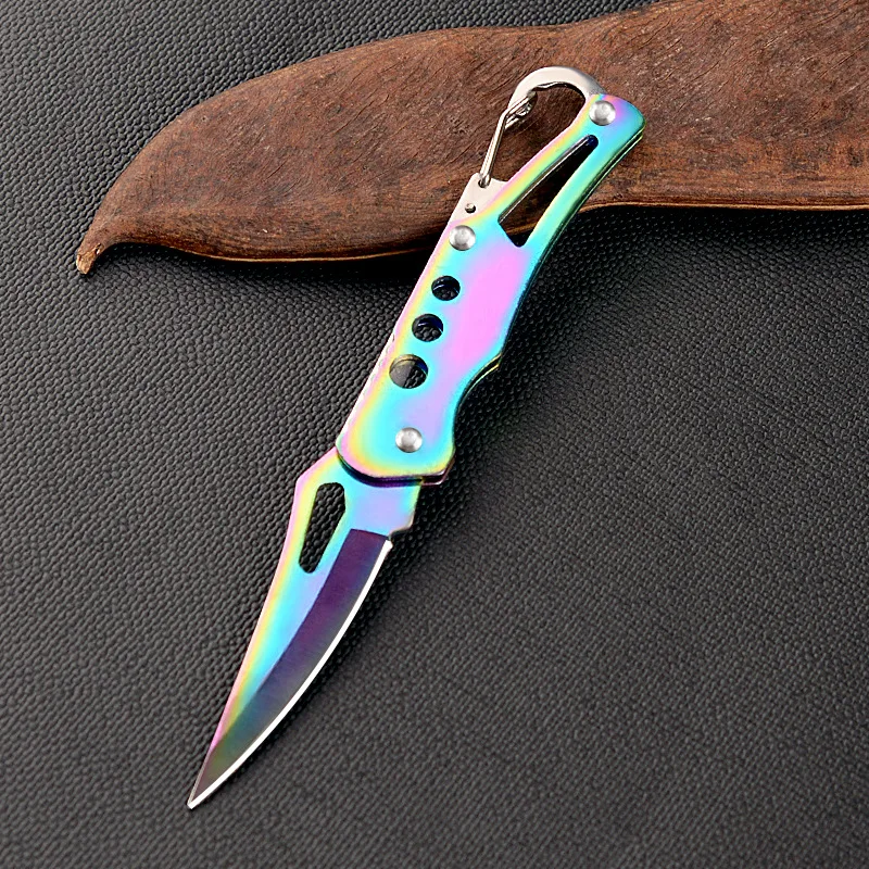 Outdoor Folding Knife Keychain Portable Paring Mini Knife Tactical Survival Knife Hunting Camping Fishing Fruit Cutting EDC Tool