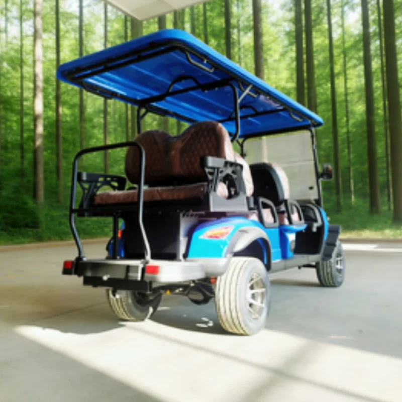 2026 Golf Cart Luxurious Street Legal Lithium Battery Electric Golf Cart Brown High-End Seats Folding Windshield Front Bumper