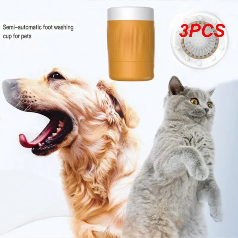 

3PCS New Dog Paw Cleaner No Wiping Pet Semi-Automatic Foot Washing Cup Portable Outdoor Pet Towel Foot Washer Foot Cleaning