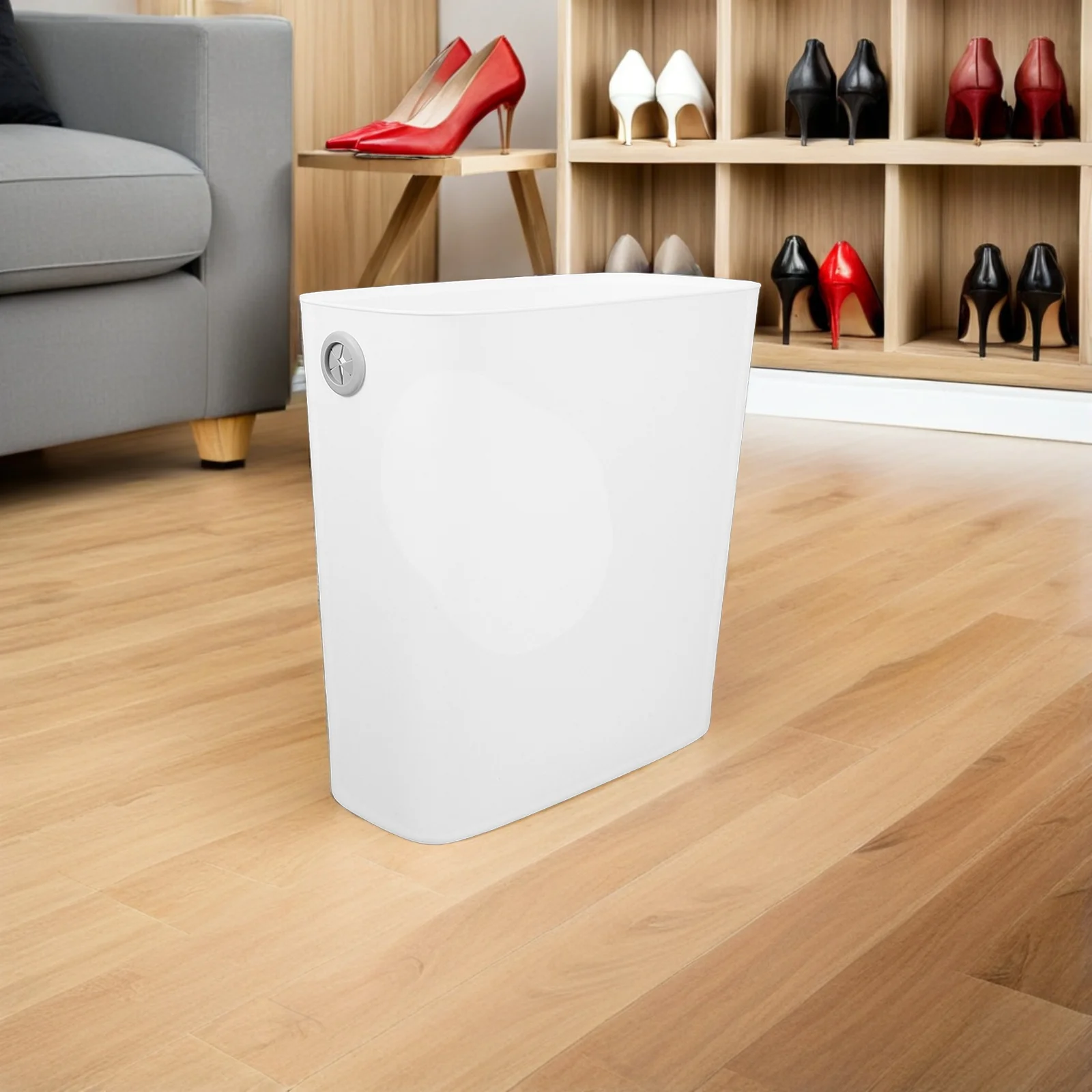 

2Pcs Slim Narrow White Trash Can Plastic Waste Basket for Kitchen Bathroom Office Bedroom Garbage Container Recycling