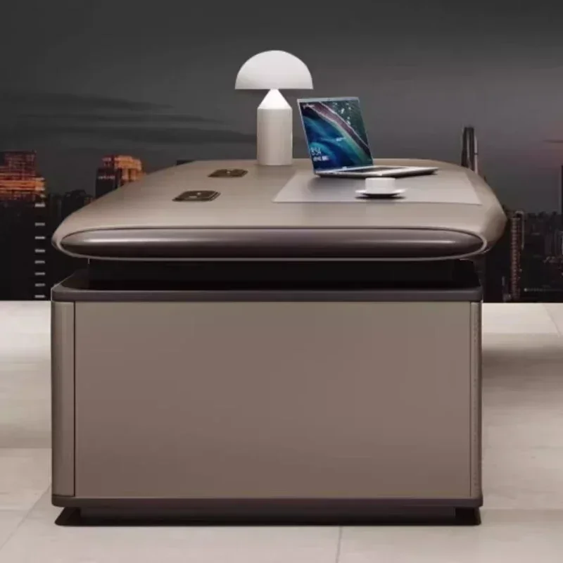 ··Gaming Table With LED Light Strip Desk Office Furniture Modern Light Luxury President Boss Tables Computer Desk Room Desks
