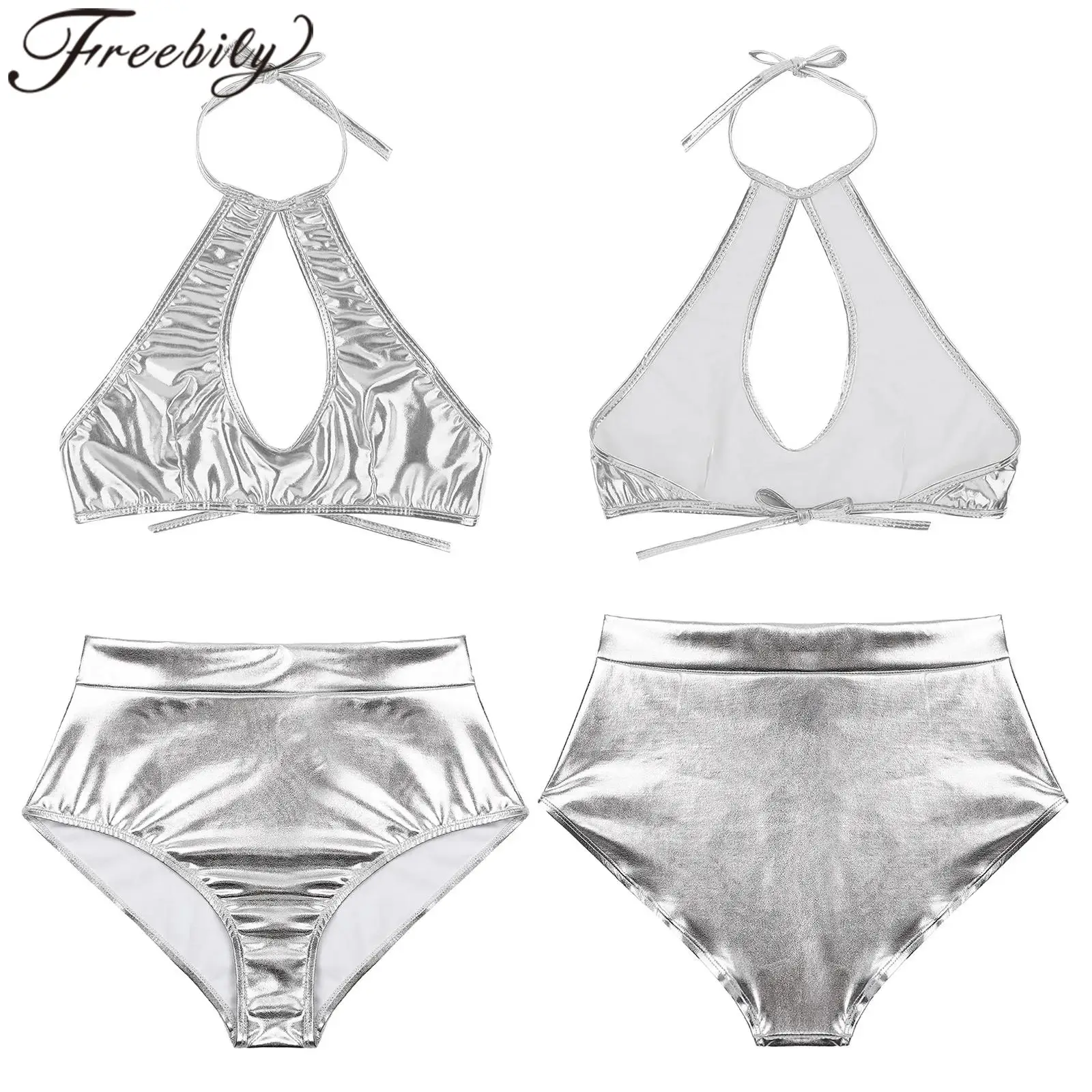 

Женский костюм для танцев на пилоне, для музыкальных фестивалей, рейвов, клубной одежды, для ночных клубов: топ без рукавов с вырезами и бретельками на шее + блестящие шорты.