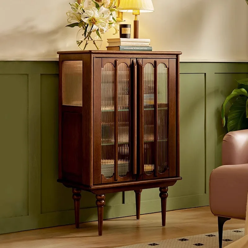 Amerikaanse massief houten bijzetkast, eetbijzetkast, retro en geavanceerd gevoel