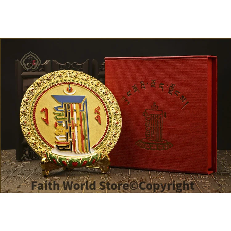 HOT SALE HOME FAMILY efficacious Protection # Eight Auspicious Symbols of Buddhism Buddha gilding Kalachakra brass statue