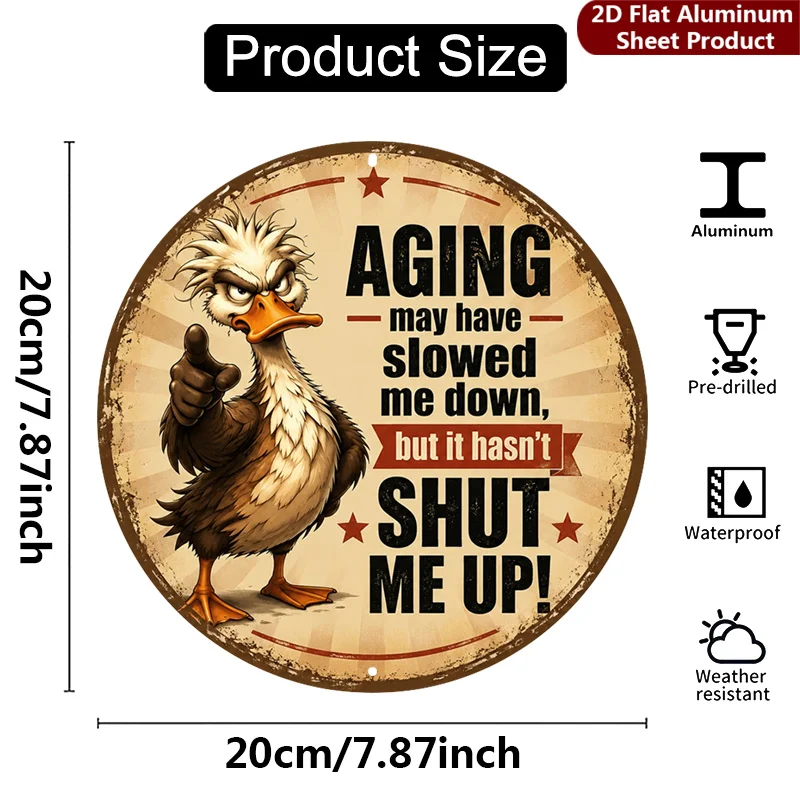2D Flat, 1pc, Vintage Humor Decorative Sign Grumpy Duck Plaque Saying Poster Perfect for Home, Porch, Garden, Cafe, Etc, Outdoor