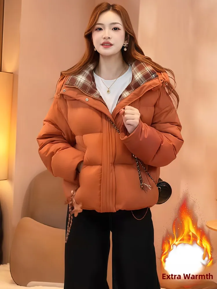 Thiened 겨울 자켓 여성용 슬리 디자인 방풍 따뜻하고 내구성 있는 면 다운 코트 레이지 슬레 출퇴근 패션 한국 스타일...