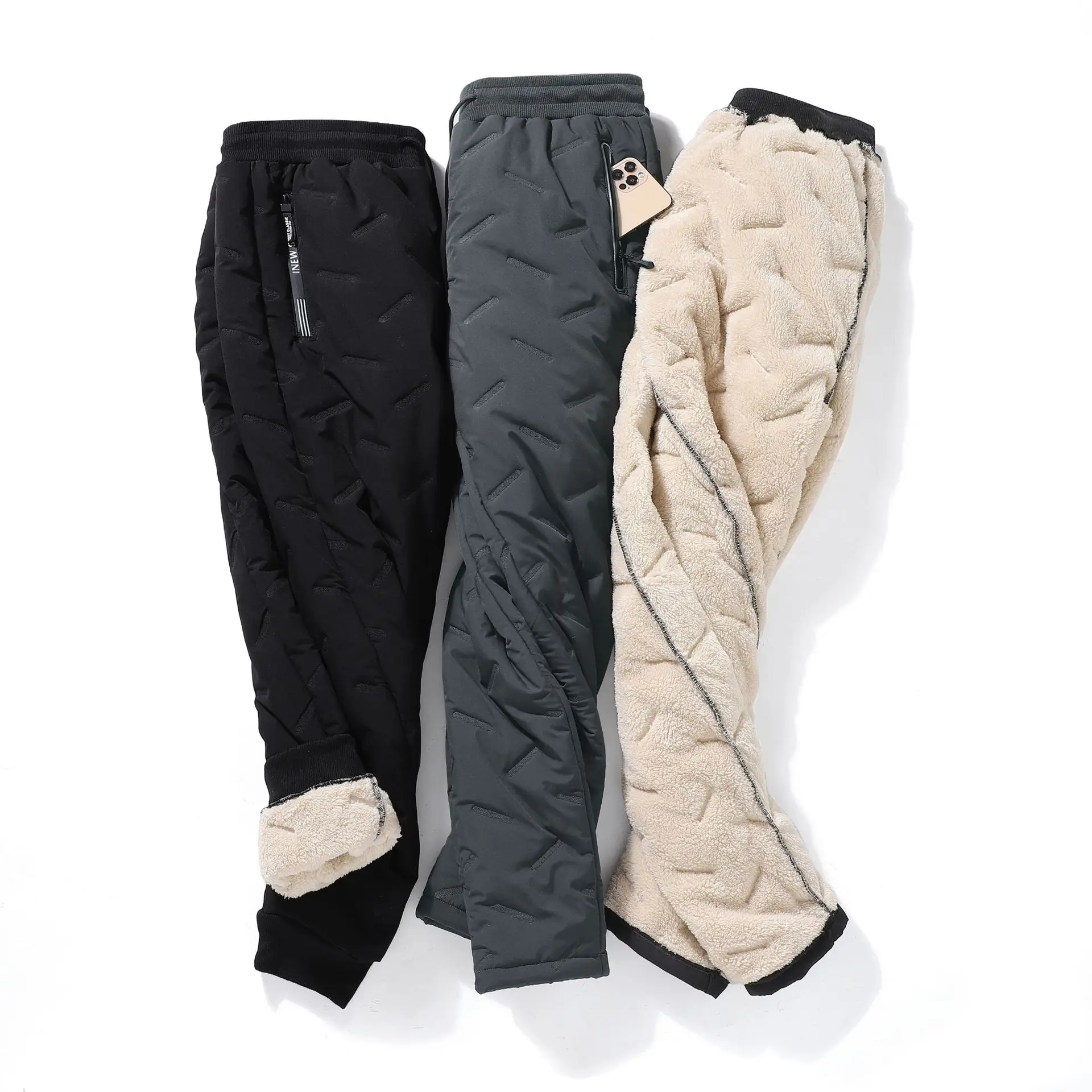 Winter Pants Men Fleece Lined Thicken Warm Faux Wool Pants Men cotton Pants Casual Outdoor Trousers Hiking Bottoms Oversize 7XL