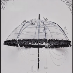 Umbrella In Stock‖Spider Web Butterfly Gothic Dark Sunny Umbrella Transparent Personalized Print Chain