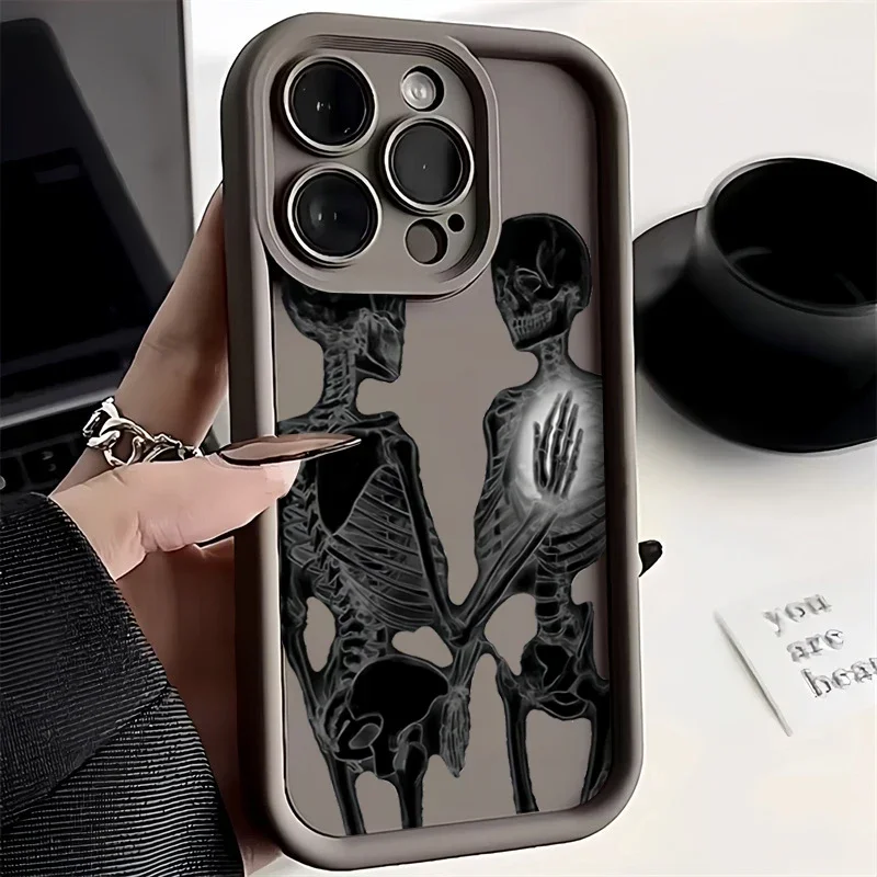 Custodia morbida in Silicone Skeleton Flowers per IPhone 7 8 Plus 15 14 13 12 11 Pro Max X XR XS Max 13 Mini SE2020 Cover antiurto