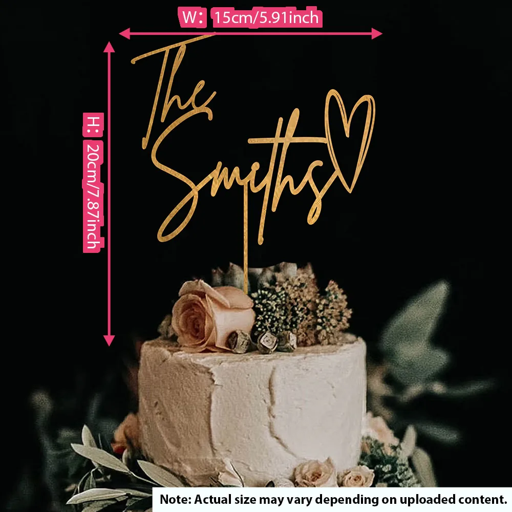 1PC Custom PMMA Cake Plug - Personalized Name & Numbers, Metallic Texture, DIY, Laser Engraved, Ideal for Ceremonial Moments & G