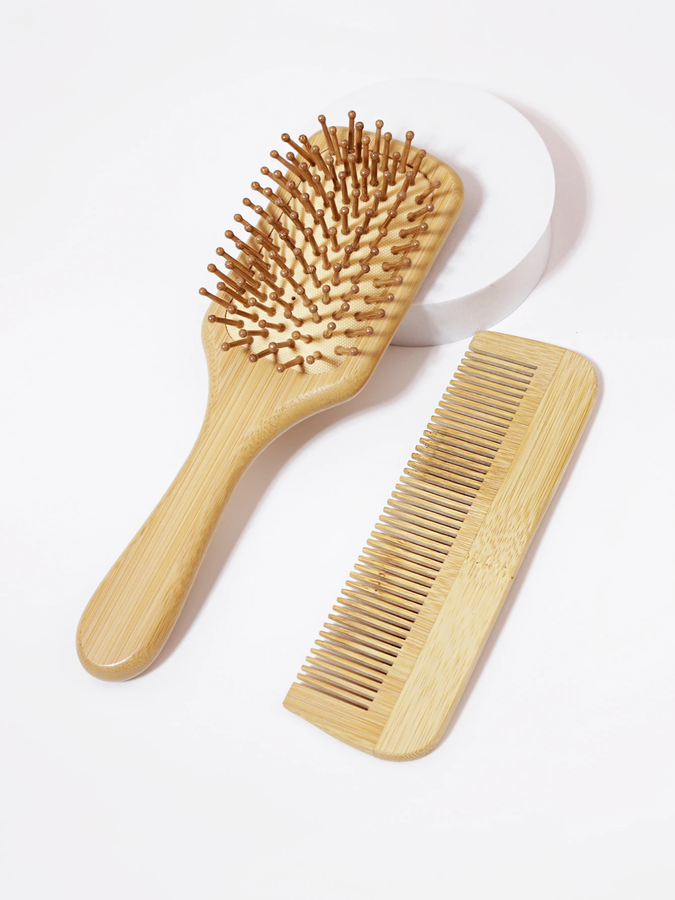 

Набор из 2 натуральных бамбуковых деревянных расчесок, Антистатическая Массажная щетка для волос