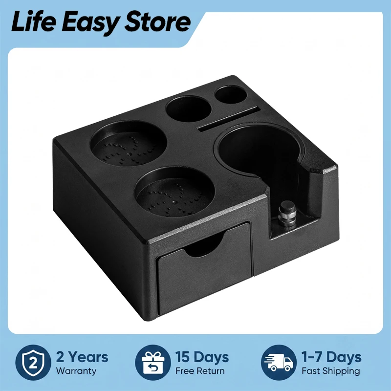 Base para prensar café en polvo, soporte para café en polvo. Se utiliza con portafiltros de café de 51, 53, 54 mm y 58 mm. Caja de almacenamiento multifuncional para máquinas de café. Accesorios para espresso. Estante para guardar herramientas de barista.