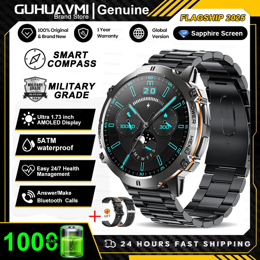 T-Rex 3 Militaire kwaliteit 1000 mAh batterij Smart Watch 10ATM Waterdicht GPS Kompas Hoogtemeter Oproep AMOLED Mannen Zwemmen Sport Smartwatch