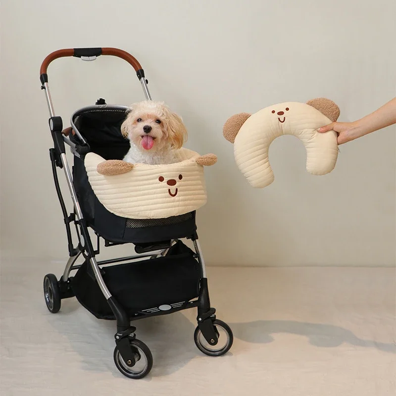 Pet Stroller Edge Pad Anti Dirty Cloth Pads Pillow Cotton Cloth Three Piece Set Cat and Dog Stroller Accessory Set Pillow