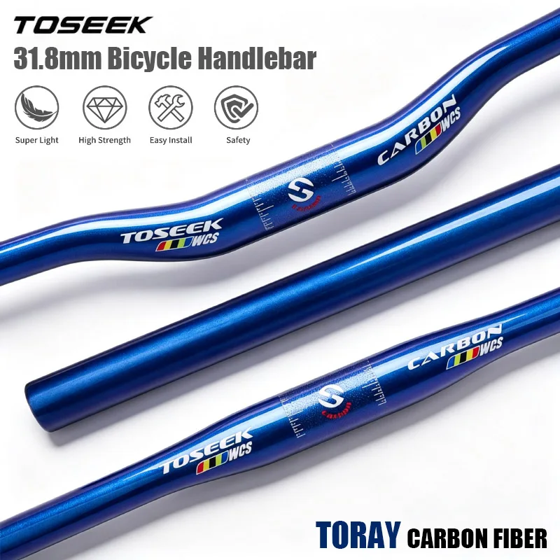 

TOSEEK 31.8mm Full Carbon Fiber Bike Handlebar Ultralight Mountain Bike Riser Bar 680/700/720/740/760mm Bicycle Handlebar