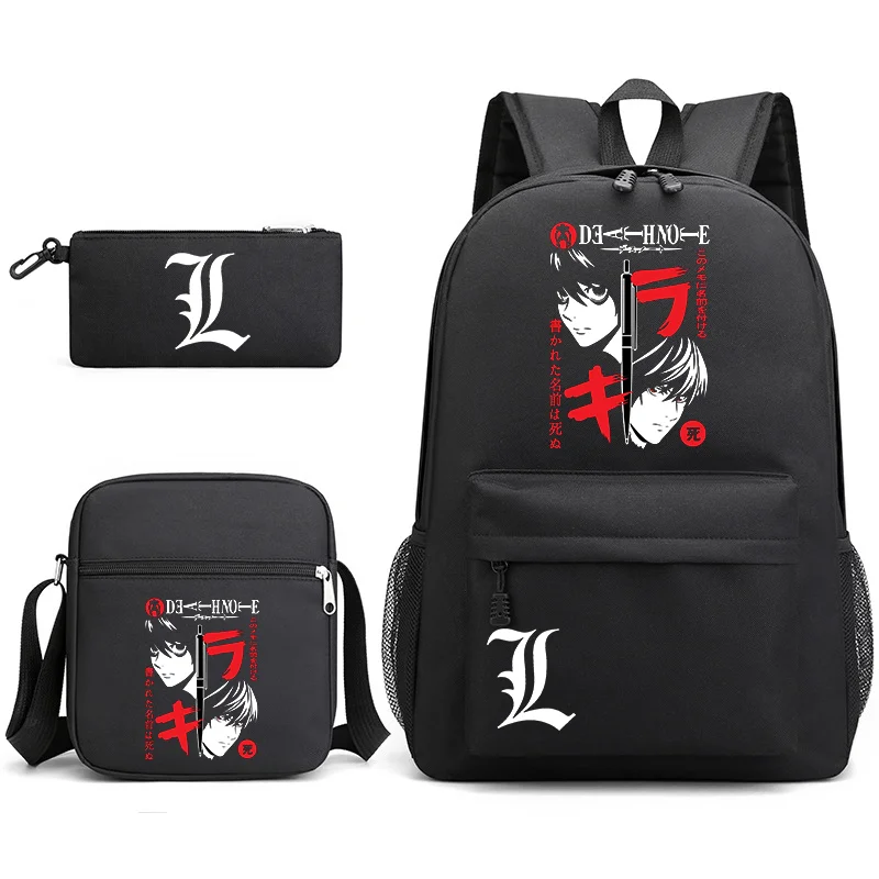 

3pcs anime Harajuku three-piece backpack school large-capacity backpack shoulder bag pen bag laptop backpack backpack schoolbag