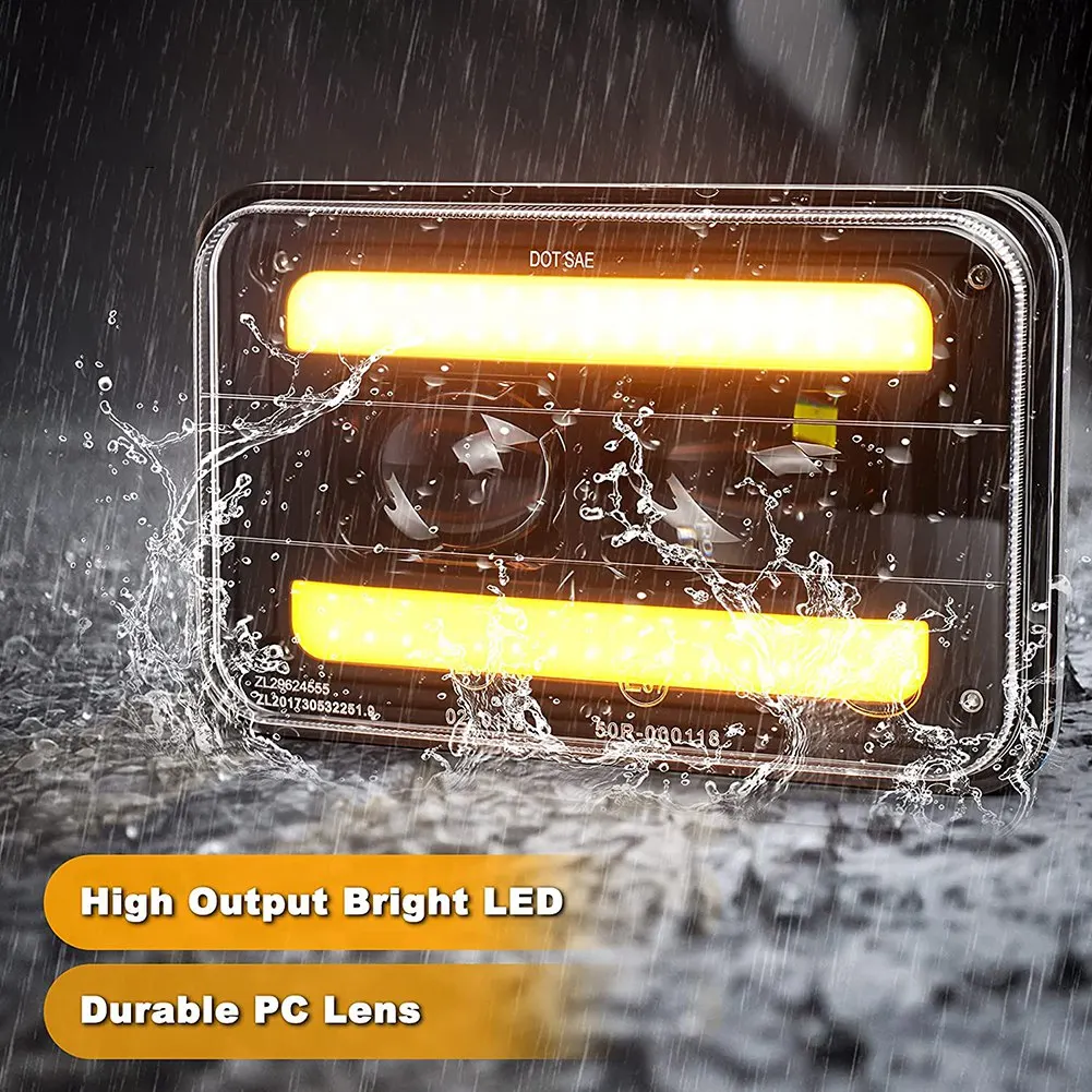

Motorcycle Rectangular 4X6 Inch LED Headlight Projector High Low Sealed For Suzuki DRZ Honda XR250 XR400 XR650-A28K