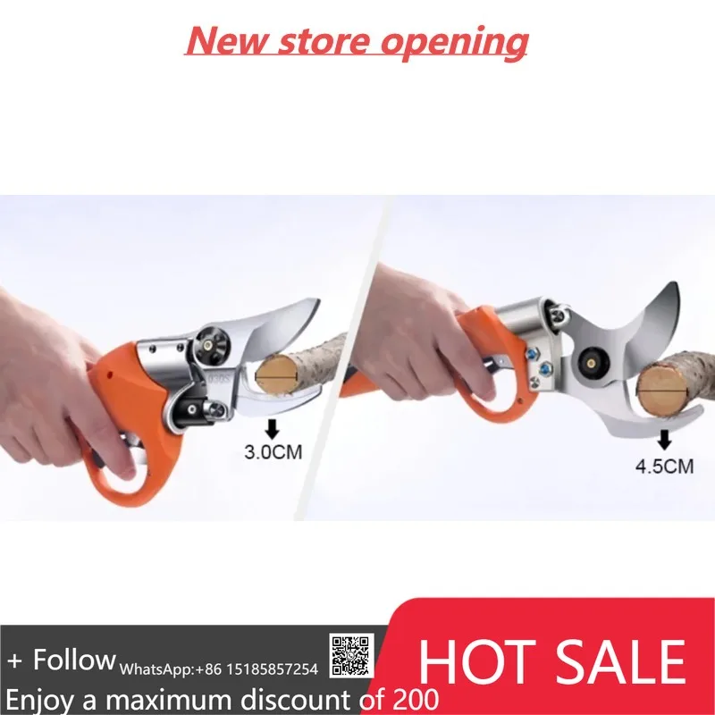 

111-45MM Lithium Battery Electric Pruning Shears Trimming Ratchet Anti-Slip Grip Folding