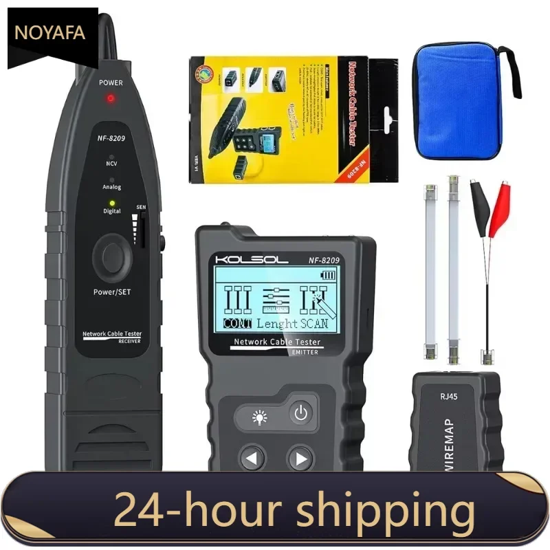 ZHOUCE NF-8209-WIREMAP Network Cable Tester LCD Display Cable Tracker Measure Length Wiremap Tester Poe Checker Network Tools