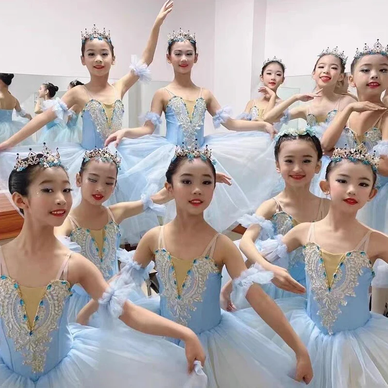 Vestido Tutu Ballet para Meninas, Vestidos De Ginástica, Bailarina, Traje De Performance De Palco, Vestido De Princesa Para Festa De Aniversário