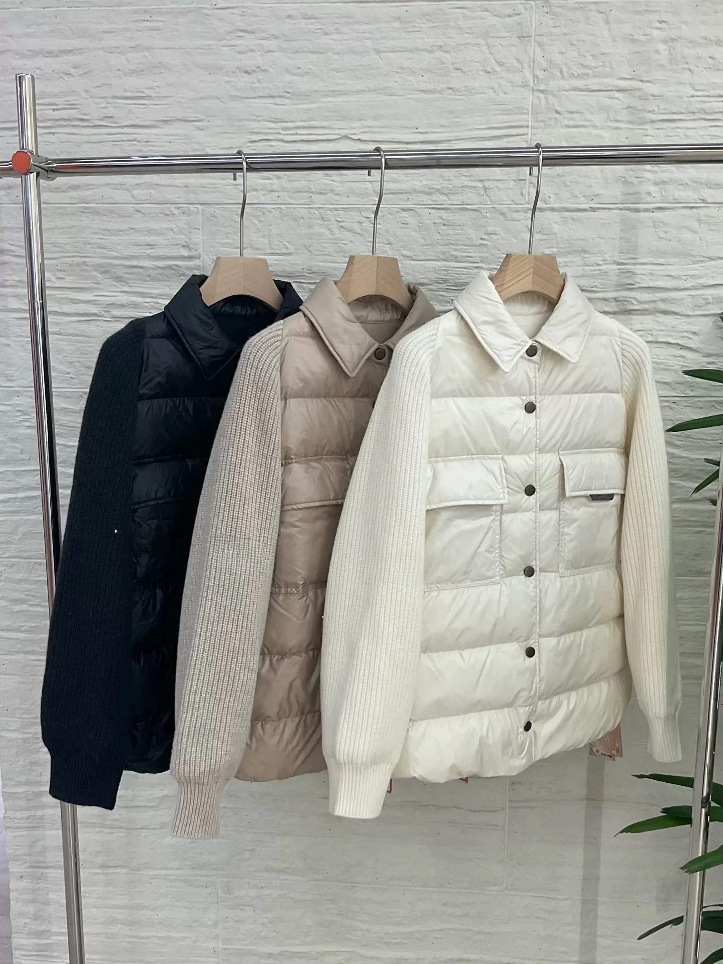 

Женское осенне-зимнее шерстяное вязаное све в стиле пэчворк, пуховое куртка, повседневное теплое пальто с воротником-стойкой, длинная свековая верхняя одежда стандартного кроя