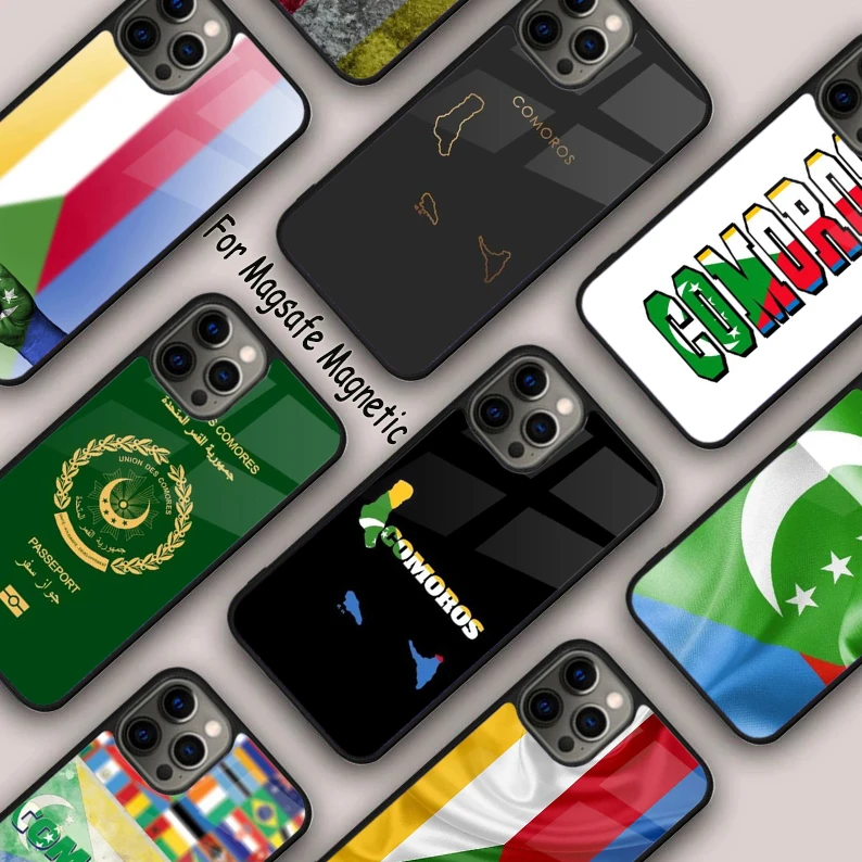 Comoros Flag Magnetic Phone Case For APPLE iPhone 16 14 13 12 11 Pro Max 15 Plus Wireless Charge With MagSafe Cover