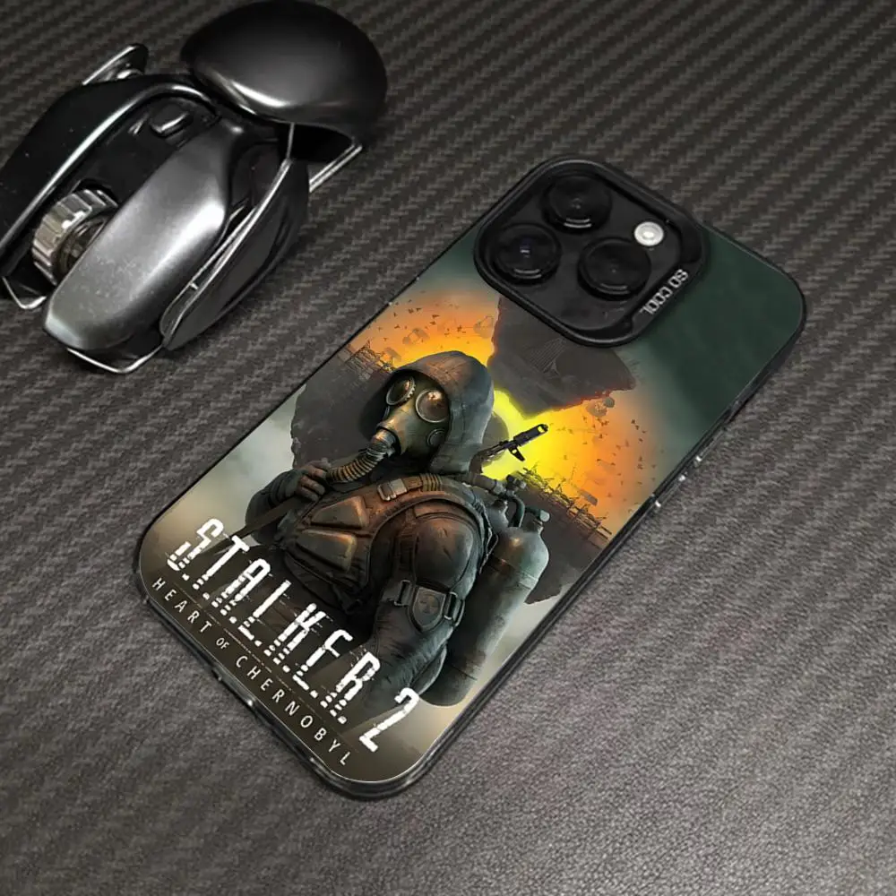 حافظة هاتف ساخنة Game Stalker 2 باللون الأسود IMD ملونة وفضية مناسبة لهاتف iPhone 16 15 14 13 12 11 XS Pro Max