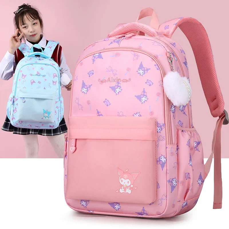 Sanrio escolar bonito dos desenhos animados, mochila leve masculina e feminina, mochila infantil de grande capacidade, nova mochila de estudante pequena M