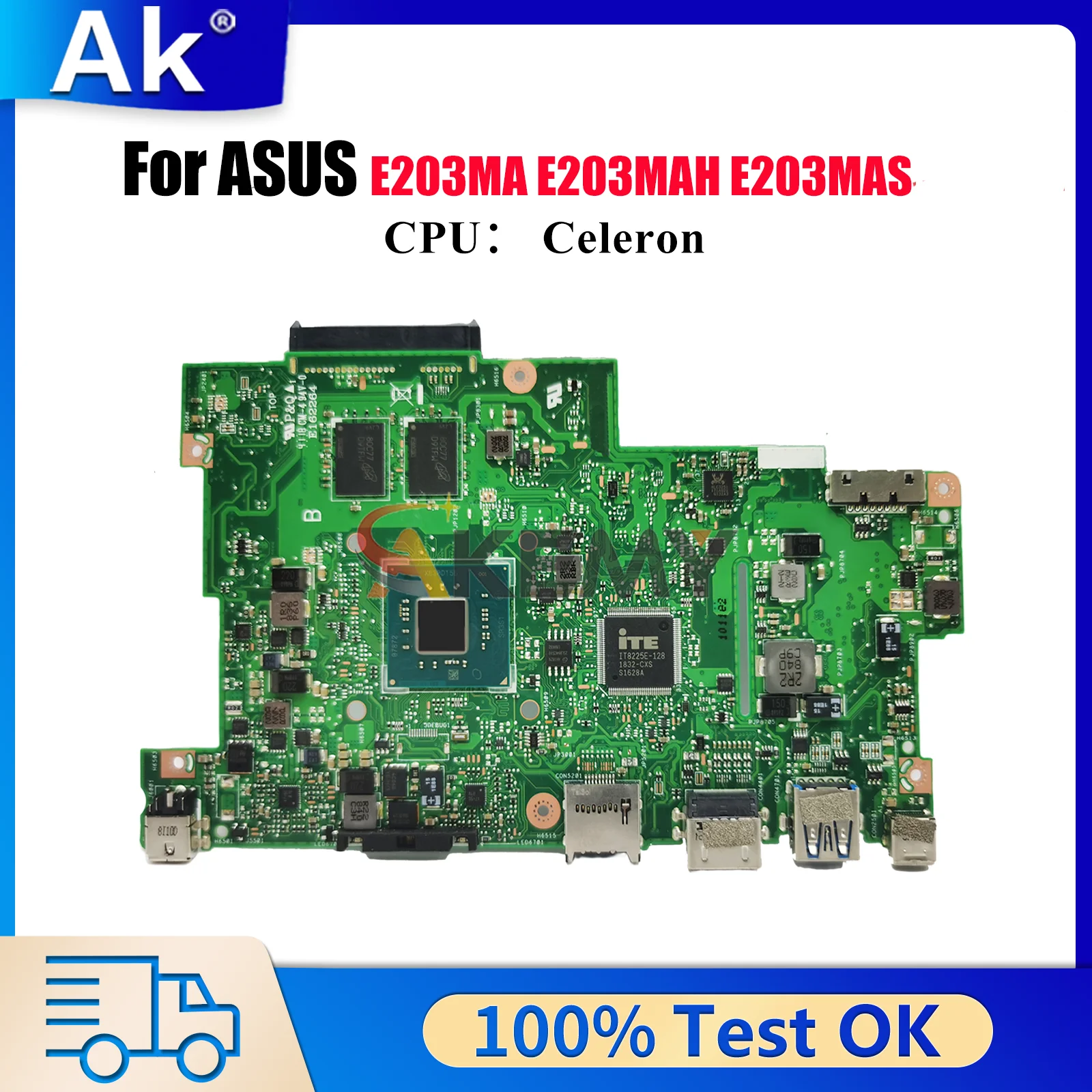 E203MA Laptop Motherboard For ASUS EeeBook E203MAH E203MAS L203MA R203MA L203MAH R203MAH Mainboard With Celeron CPU 100% Test OK