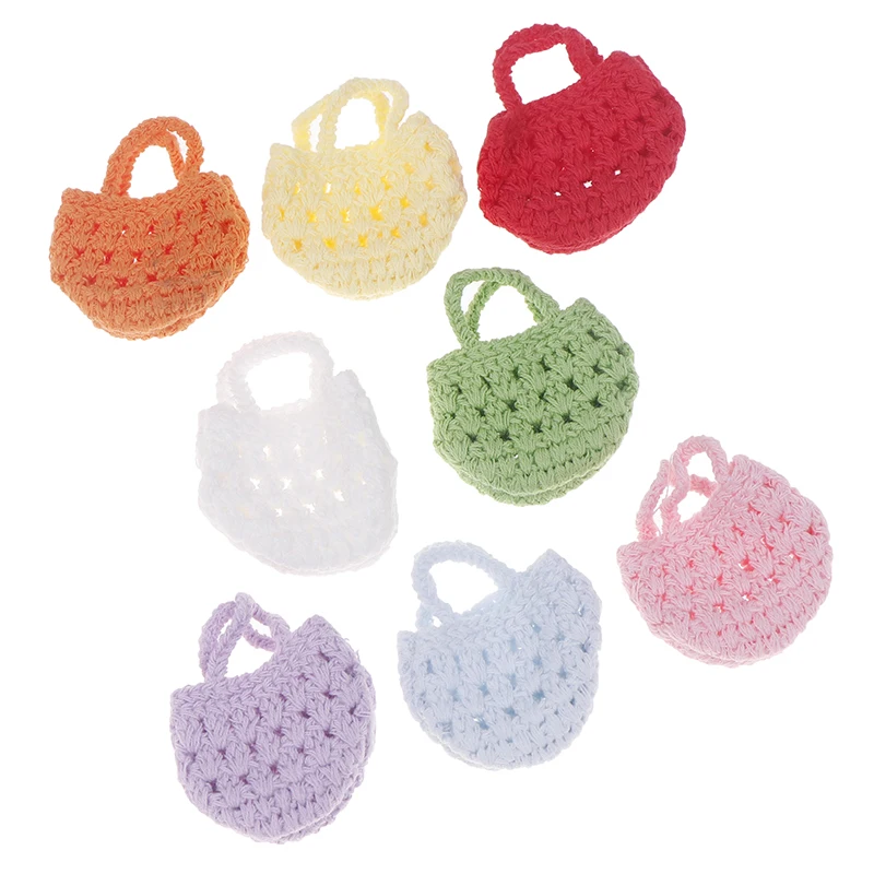 Mini bonito Lã Crochet Bag, DIY Acessórios, saco pequeno, BJD Boneca, Dollhouse, 1Pc, 1Pc