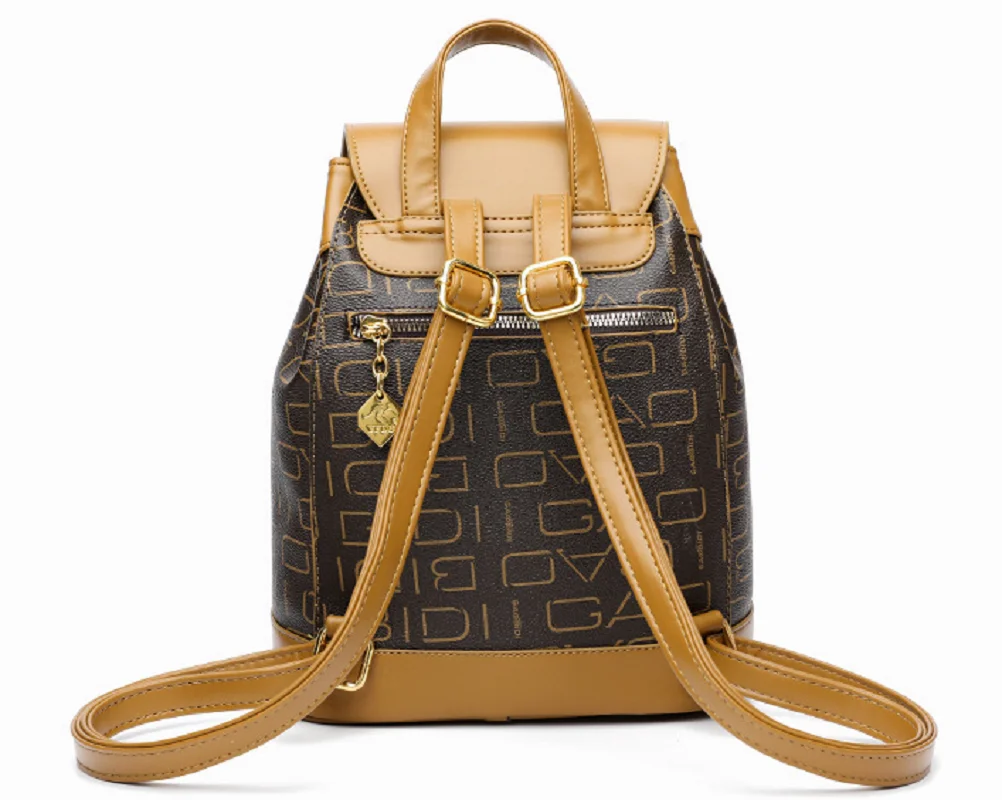 New Women's High Quality Leather Travel Backpacks Fashion Luxury Large Capacity Double Shoulder Bags Totes Crossbody Backpack
