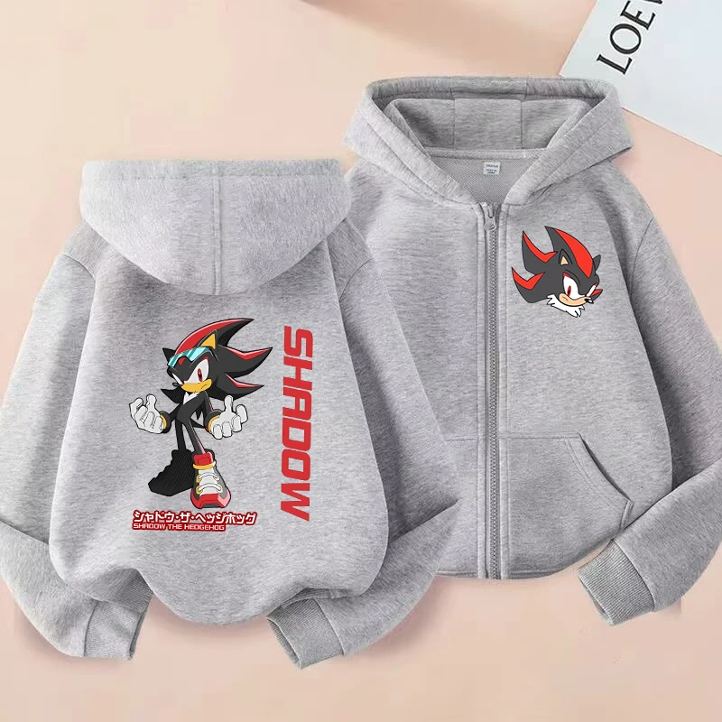Sonics Kids Thin Hooded Coats Anime Zipper Sweatshirts Outwear Fashion Spring Fall Hoodies Sportwear Children Clothes Boys Gift