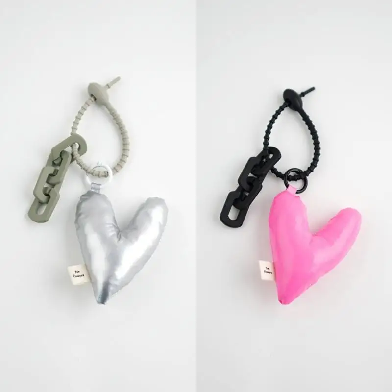 Simple Cotton Filled Heart-shaped Pendant Key Lanyard Women Niche Design Bag Bag Accessories Cute Love Heart Confession Keychain