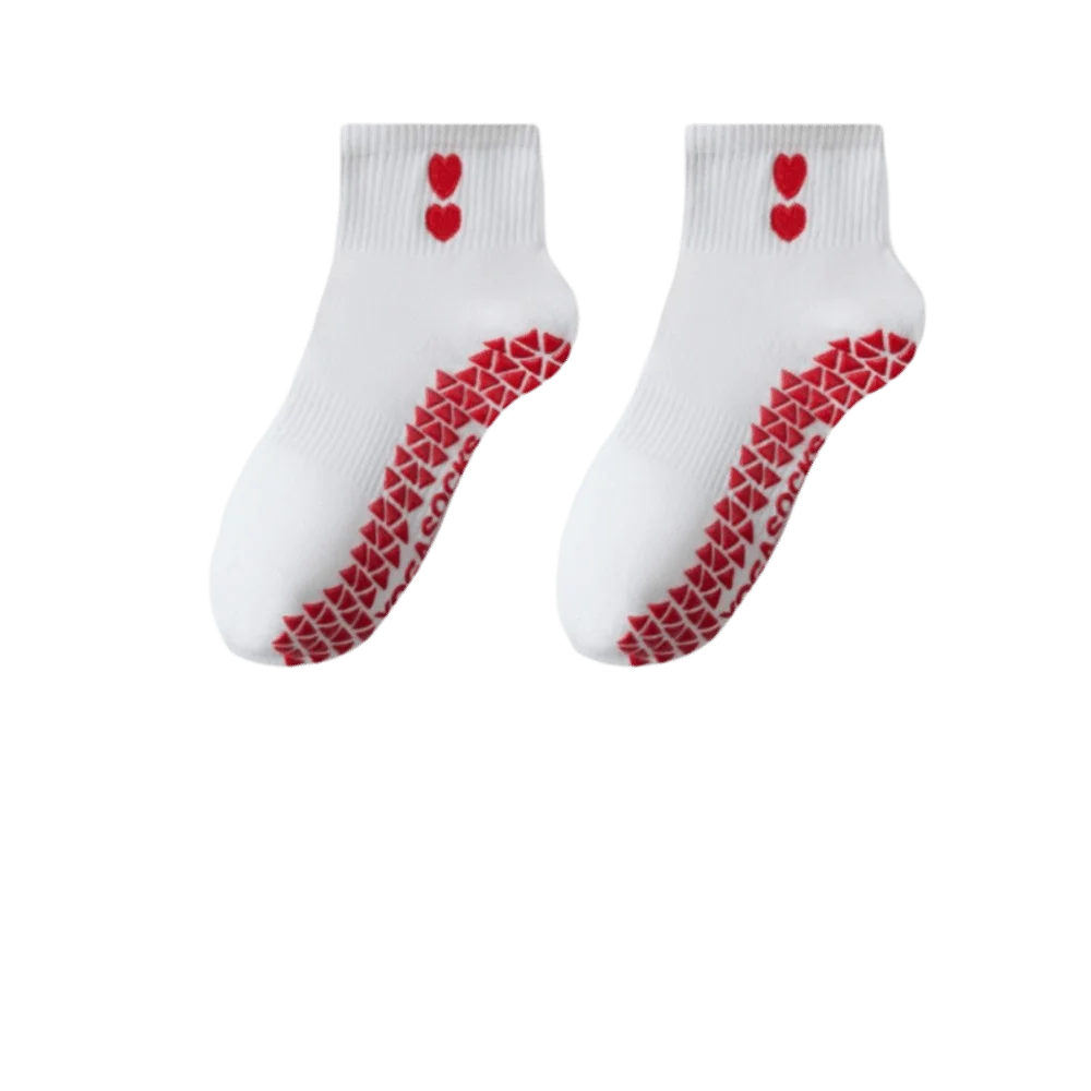 

New Cotton Pilates Socks Harajuku Street Sweat-absorbent Heart Embroidery Socks Non-Slip Grip Casual Mid Tube Socks