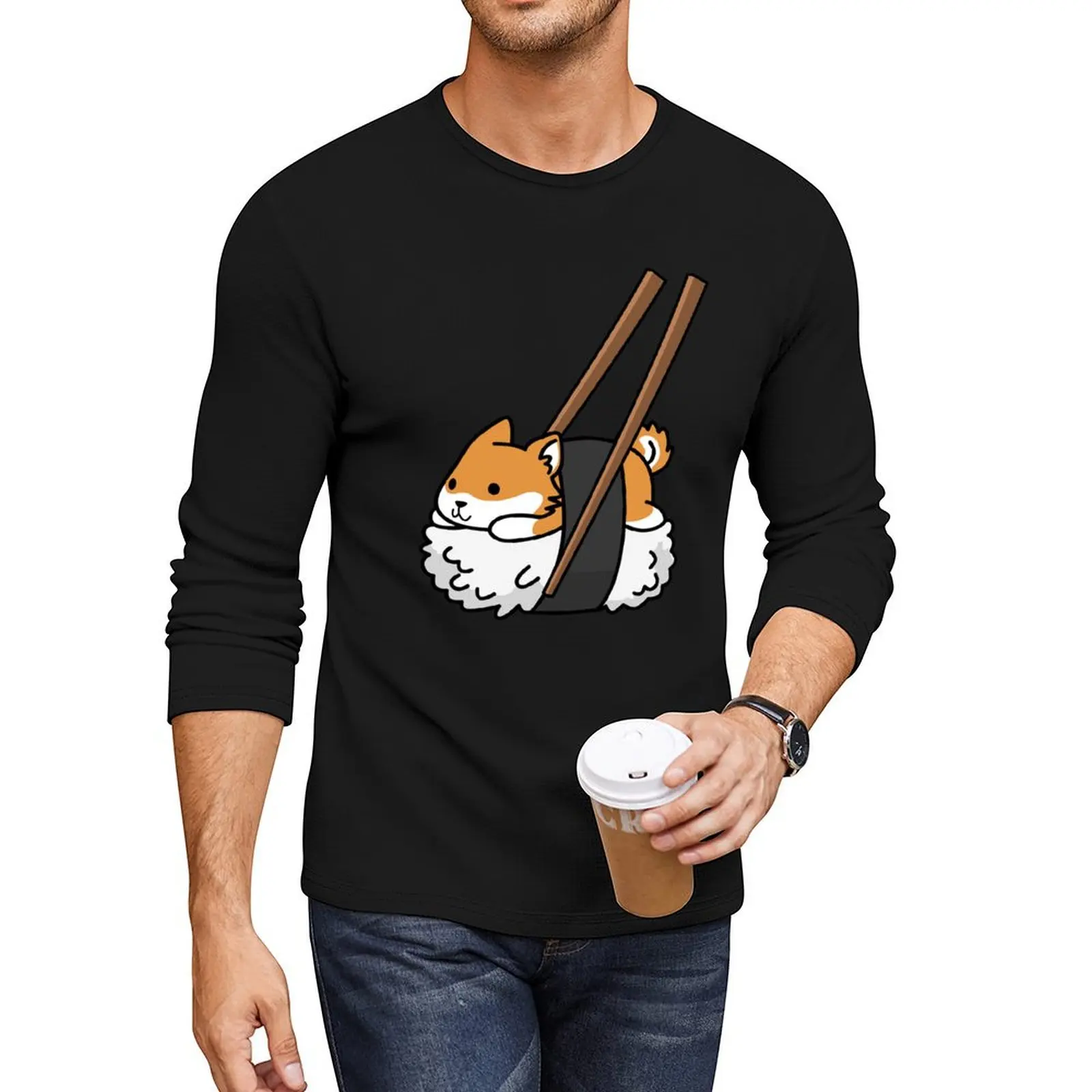 

Funny Sushi Shiba Inu Long T-Shirt sports fan t-shirts aesthetic clothes tees slim fit t shirts for men