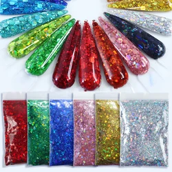 50 g Holographic Mixed Hexagon Chunky Glitter Sequins Sparkly 3D Nail Art Charms Dazzling Paillette Manicure DIY Art Decorations