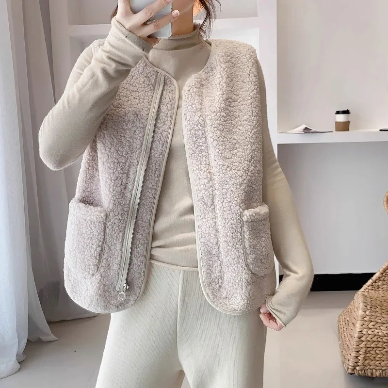 Chaleco de algodón de alta calidad para mujer, chaleco cálido sin mangas con cuello levantado para otoño e invierno, chaqueta exterior de moda