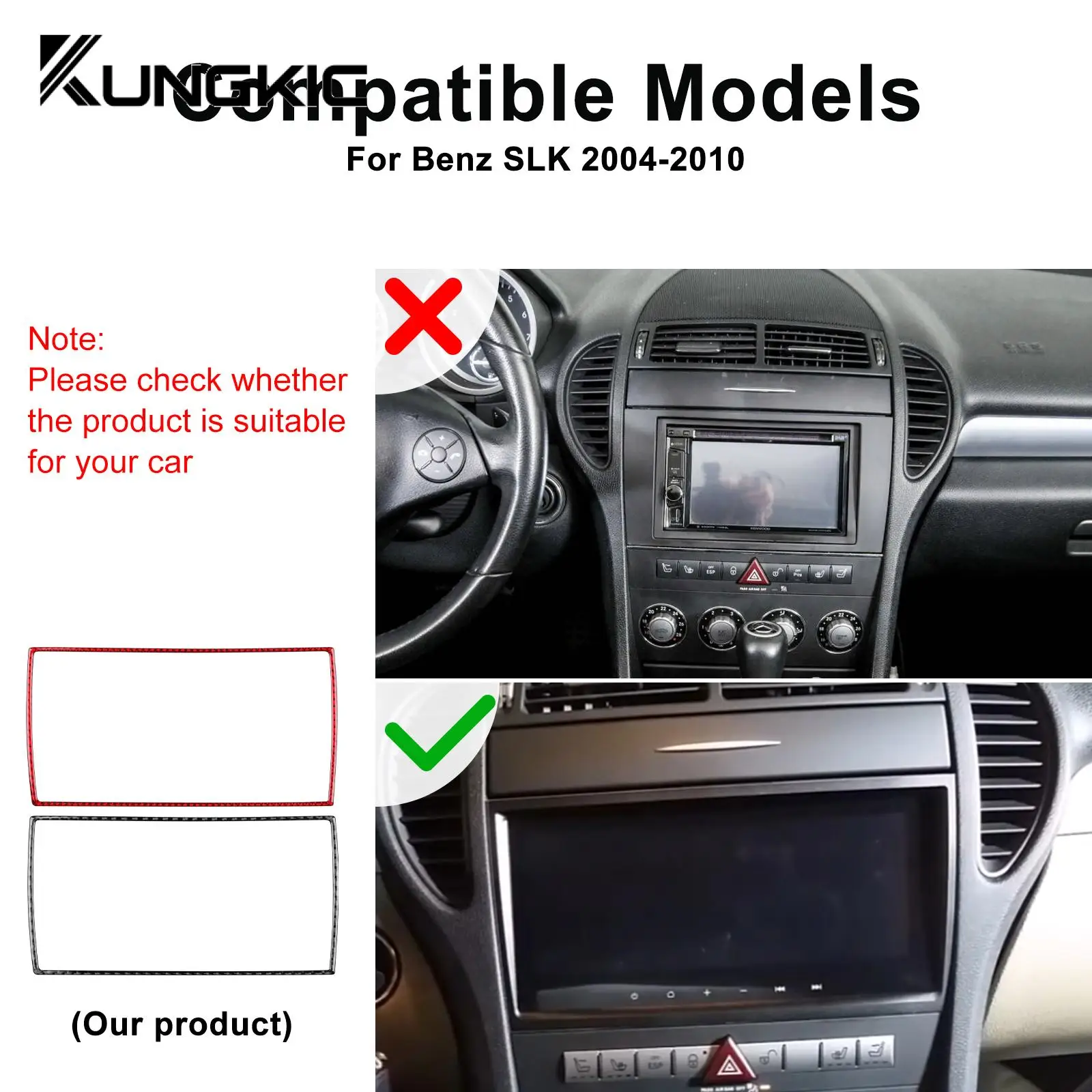Car Central Control Panel Real Soft Carbon Fiber Trim Sticker for Mercedes Benz SLK R171 2004 2005 2006 2007 2008 2009 2010 - Image 2