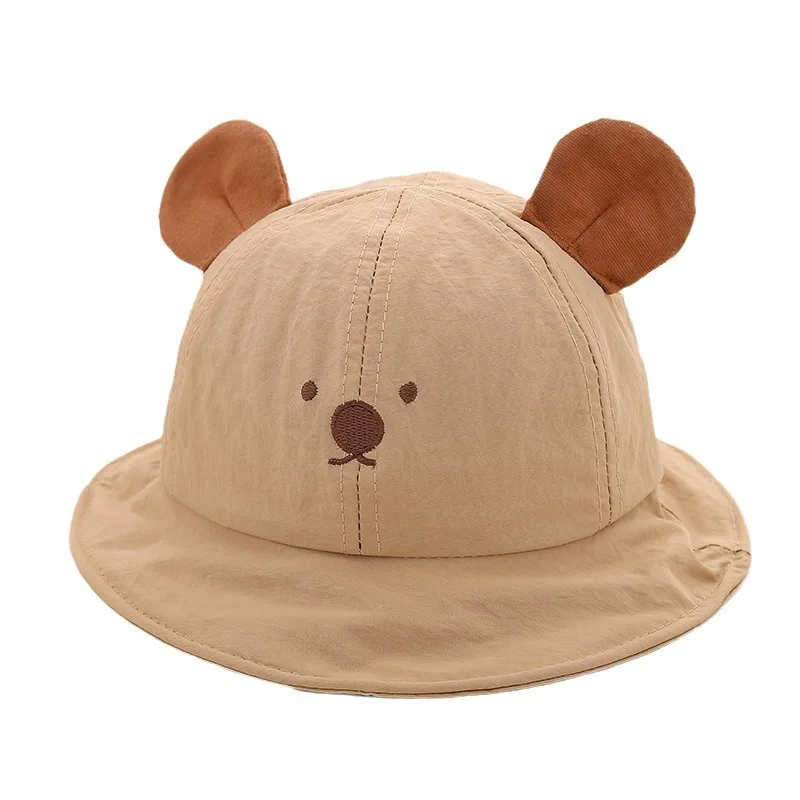 Cute Bear Baby Bucket Hat With Ears Boy Girl Cotton Kids Sun Hat Outdoor Summer Child Panama Cap