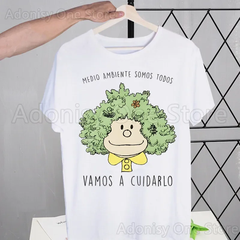 Mafalda T Shirt Summer Short Sleeve Printed Chewing Print Funny Harajuku Tshirt Tops Men\'s T-shirt Streetwear