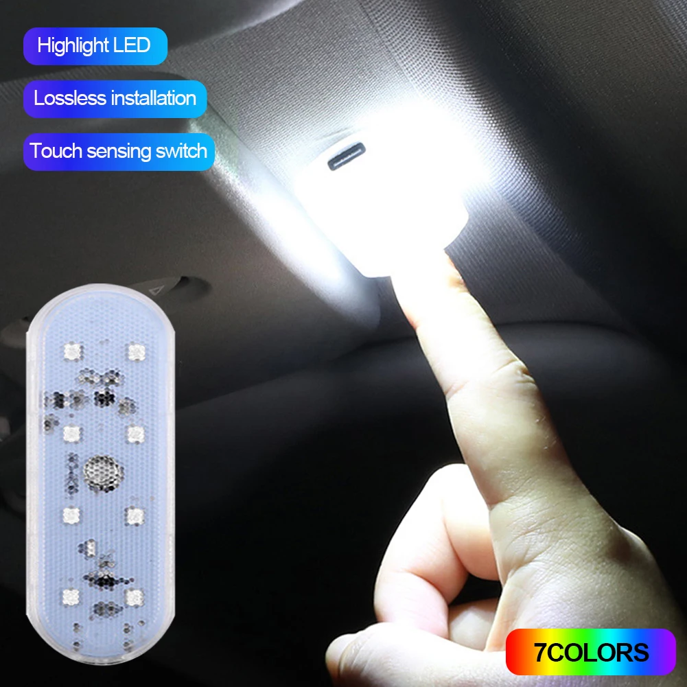 8LED Interni auto Luce d'atmosfera ambientale Touch Tetto Illuminazione interna a LED wireless Lettura Decorazione del soffitto Illuminazione per auto