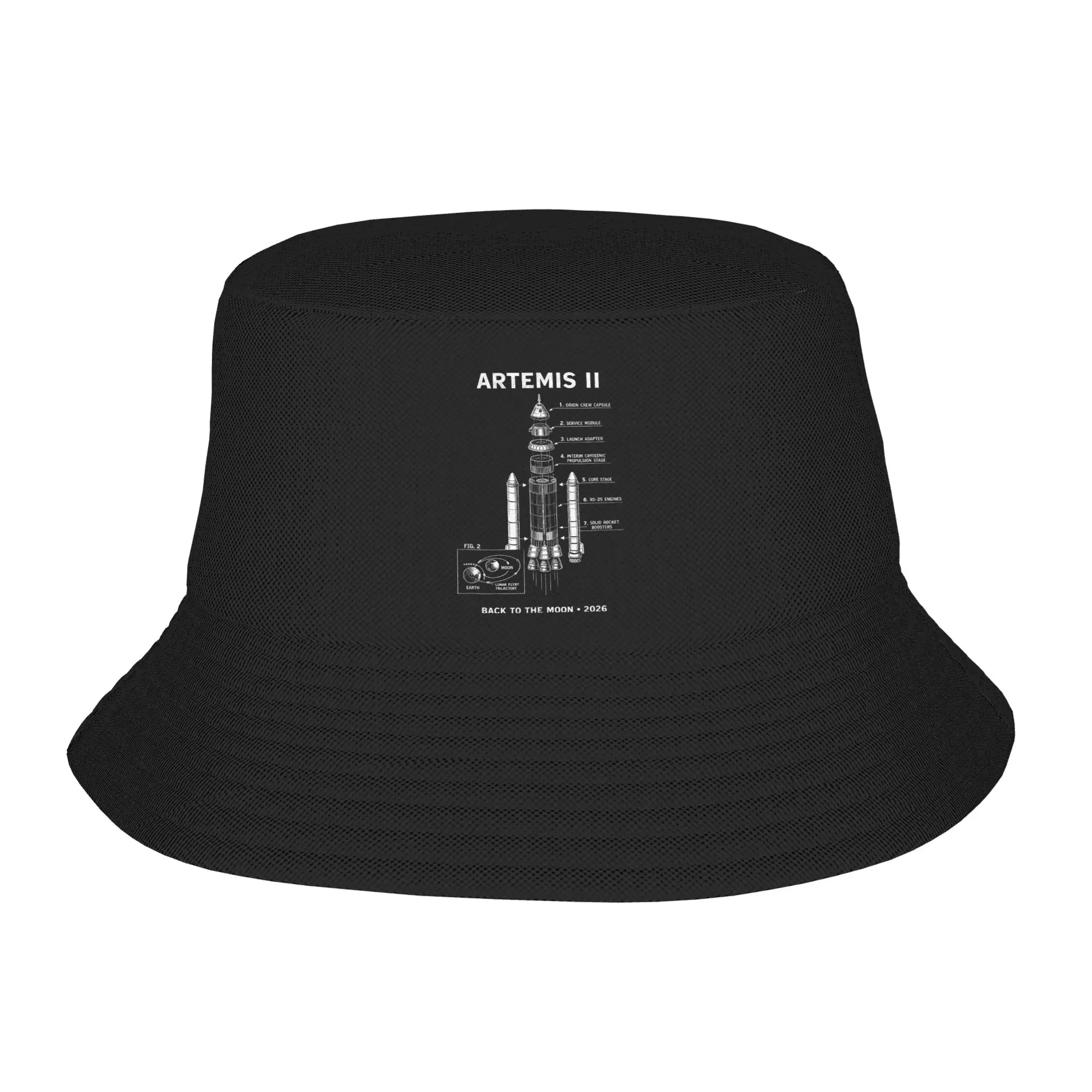 Unisex Blueprint Space Rocket Launch Mission To The Moon Artemis Bucket Hat  Soft Fold Fisherman Hats Spring Caps Sunscreen Hat