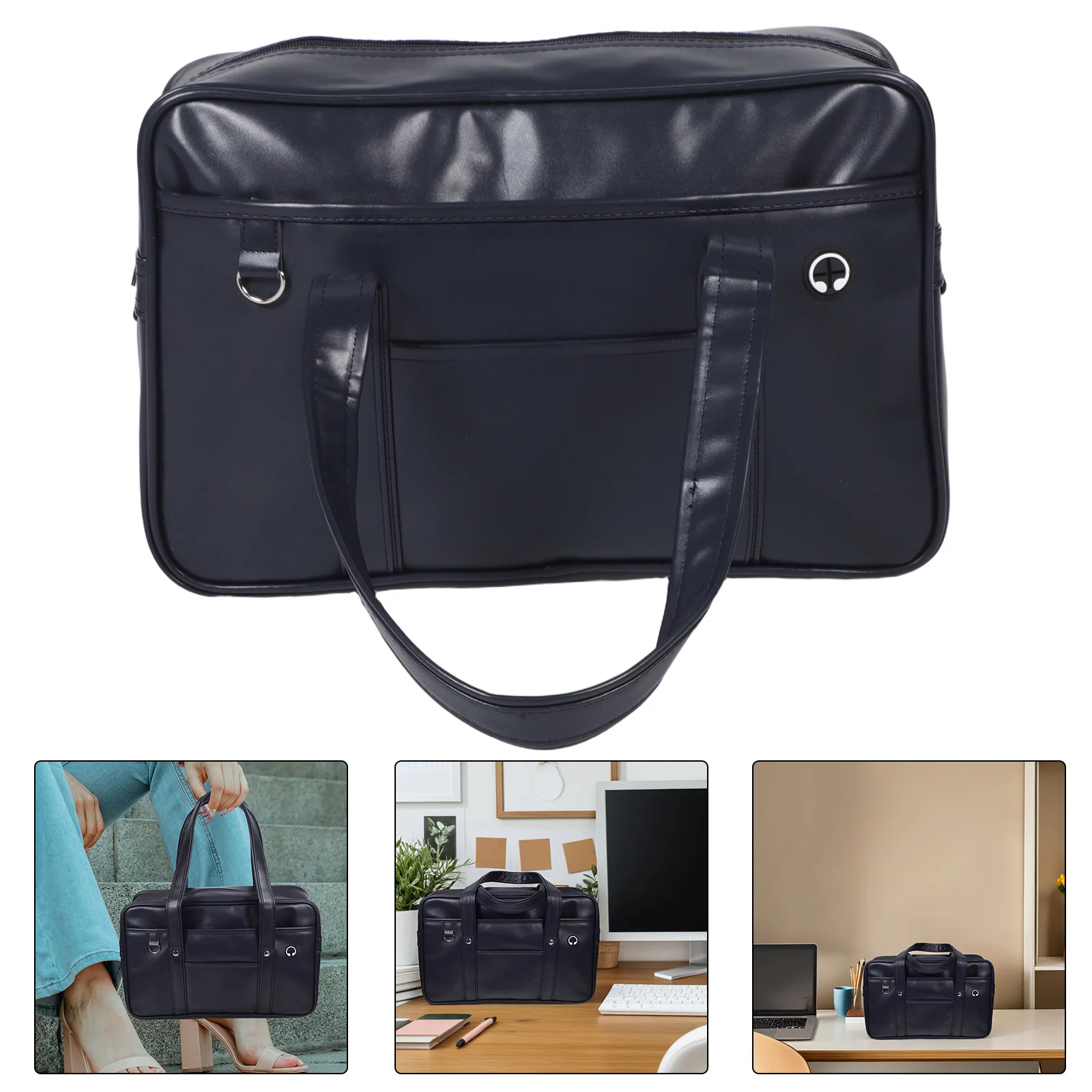 

PU Waterproof Laptop Bag Large Capacity Single Shoulder Tote Lightweight Business Travel School Handbag Laptop Bags