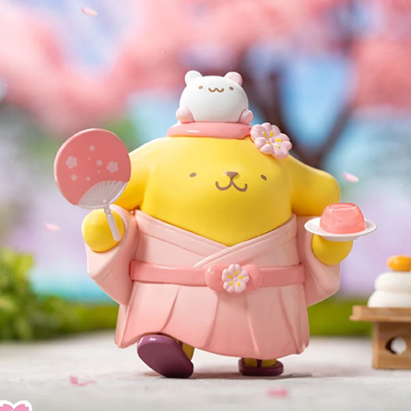 Echt Sanrio Figuur Blossom En Wagashi Serie Pompompurin Mymelody Kuromi Cinnamoroll Actie Beeldjes Model Poppen Kinderen Speelgoed