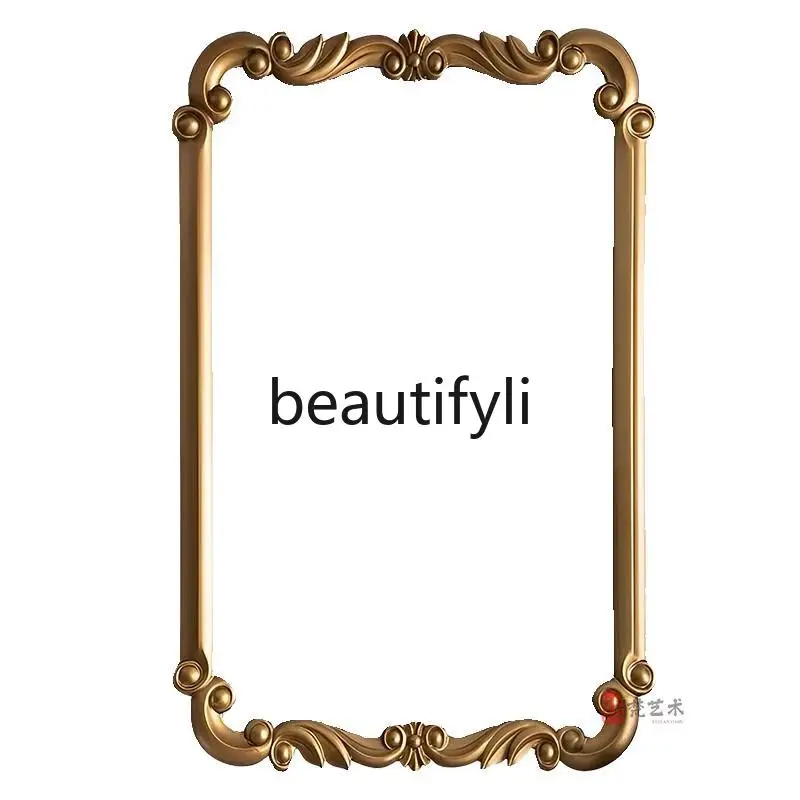 

French retro bathroom mirror wall hanging bathroom intelligent led anti-fog decorative mirror bedroom light luxury makeup mirror